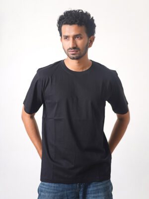 Round Neck Half Sleeve T-Shirt - Black