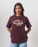 Female Printed Round Neck Half Sleeve T-Shirt-Beautiful