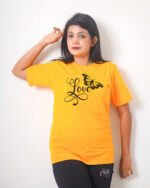 Female Printed Round Neck Half Sleeve T-Shirt-Love Butterfly