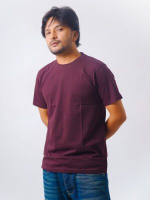 Round Neck Half Sleeve T-Shirt - Coffee