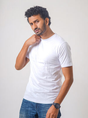 Round Neck Half Sleeve T-Shirt - White