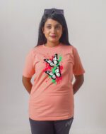 Female Printed Round Neck Half Sleeve T-Shirt-2 Butterfly