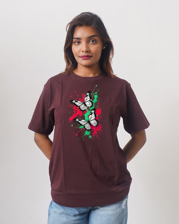 Female Printed Round Neck Half Sleeve T-Shirt-2 Butterfly