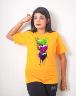 Female Printed Round Neck Half Sleeve T-Shirt-3 Love