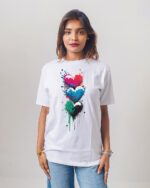 Female Printed Round Neck Half Sleeve T-Shirt-3 Love