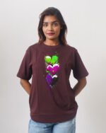 Female Printed Round Neck Half Sleeve T-Shirt-3 Love