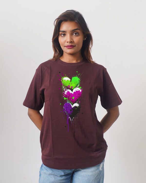 Female Printed Round Neck Half Sleeve T-Shirt-3 Love