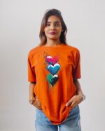 Female Printed Round Neck Half Sleeve T-Shirt-3 Love