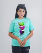 Female Printed Round Neck Half Sleeve T-Shirt-3 Love