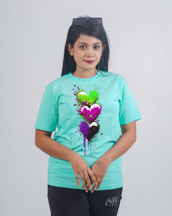 Female Printed Round Neck Half Sleeve T-Shirt-3 Love