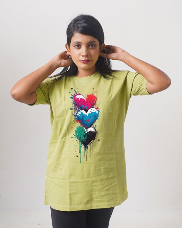 Female Printed Round Neck Half Sleeve T-Shirt-3 Love