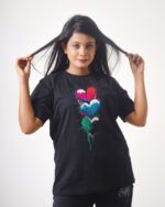 Female Printed Round Neck Half Sleeve T-Shirt-3 Love