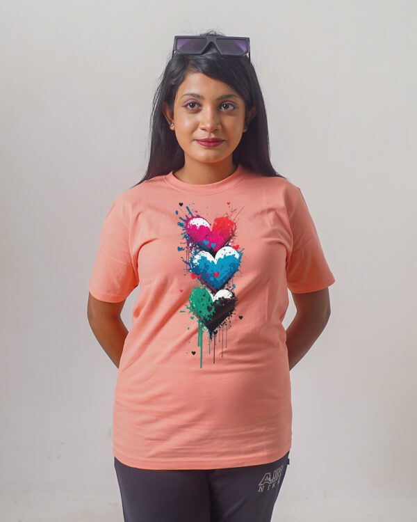 Female Printed Round Neck Half Sleeve T-Shirt-3 Love