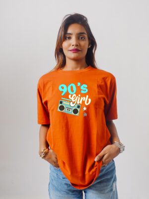Female Printed Round Neck Half Sleeve T-Shirt-90,s radio