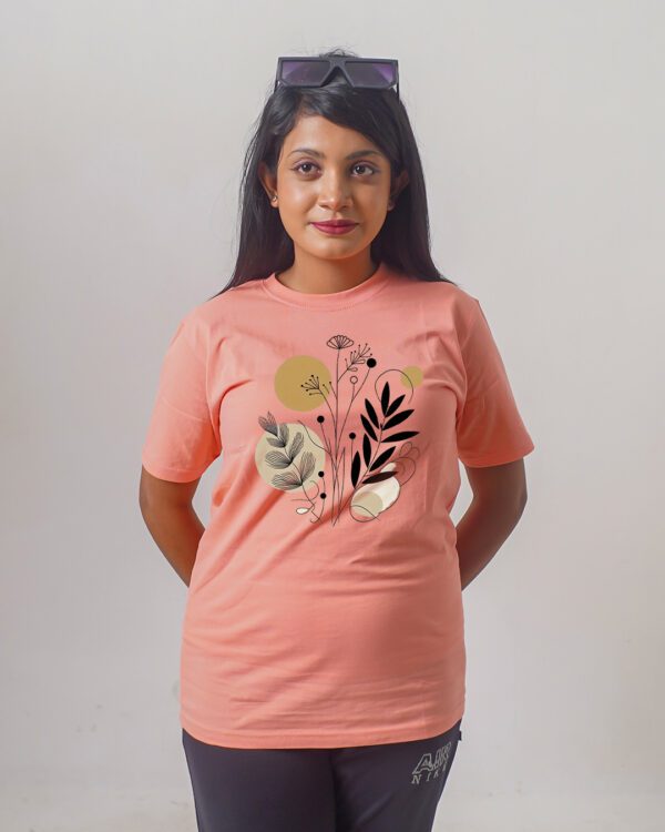 Female Printed Round Neck Half Sleeve T-Shirt- Botanical Art