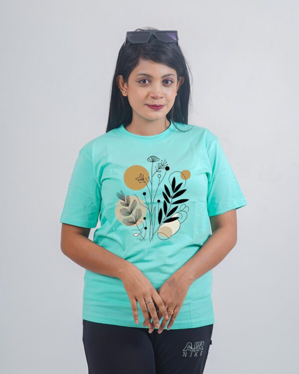 Female Printed Round Neck Half Sleeve T-Shirt- Botanical Art