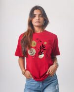Female Printed Round Neck Half Sleeve T-Shirt- Botanical Art