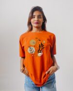 Female Printed Round Neck Half Sleeve T-Shirt- Botanical Art