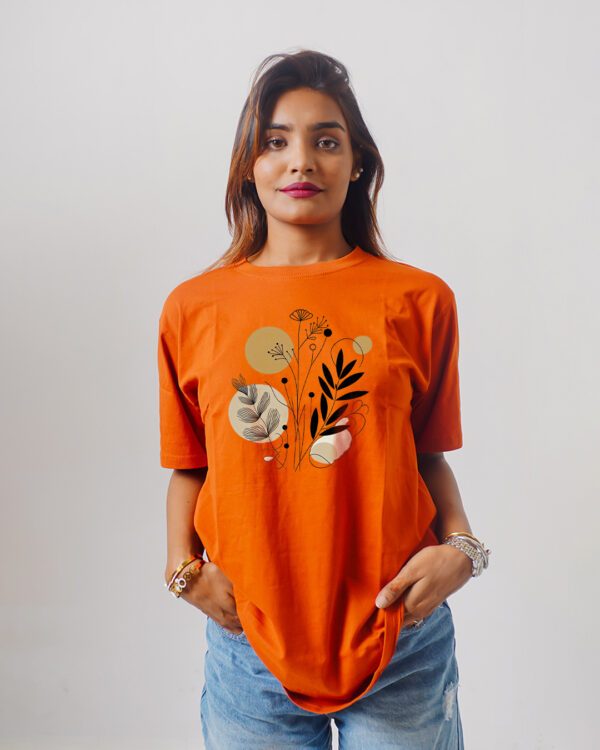 Female Printed Round Neck Half Sleeve T-Shirt- Botanical Art