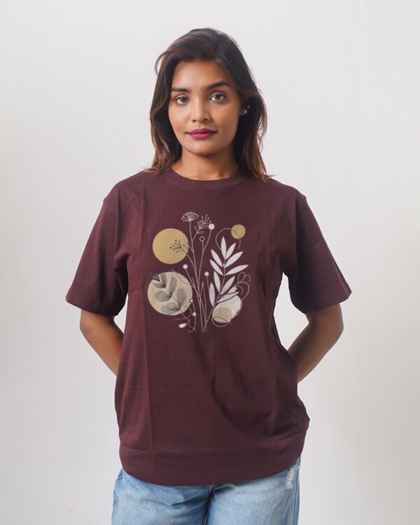 Female Printed Round Neck Half Sleeve T-Shirt- Botanical Art