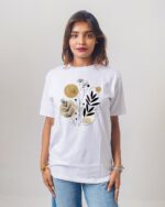 Female Printed Round Neck Half Sleeve T-Shirt- Botanical Art
