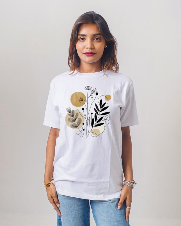 Female Printed Round Neck Half Sleeve T-Shirt- Botanical Art