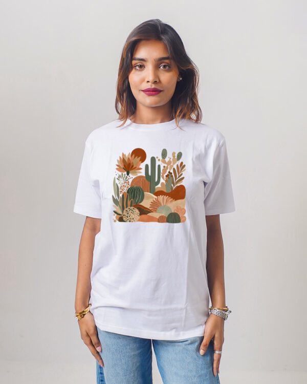 Female Printed Round Neck Half Sleeve T-Shirt- Desert Palette Florals