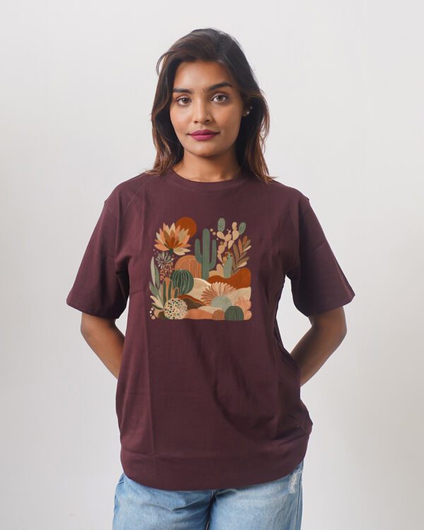 Female Printed Round Neck Half Sleeve T-Shirt- Desert Palette Florals