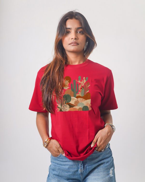 Female Printed Round Neck Half Sleeve T-Shirt- Desert Palette Florals