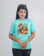 Female Printed Round Neck Half Sleeve T-Shirt- Desert Palette Florals
