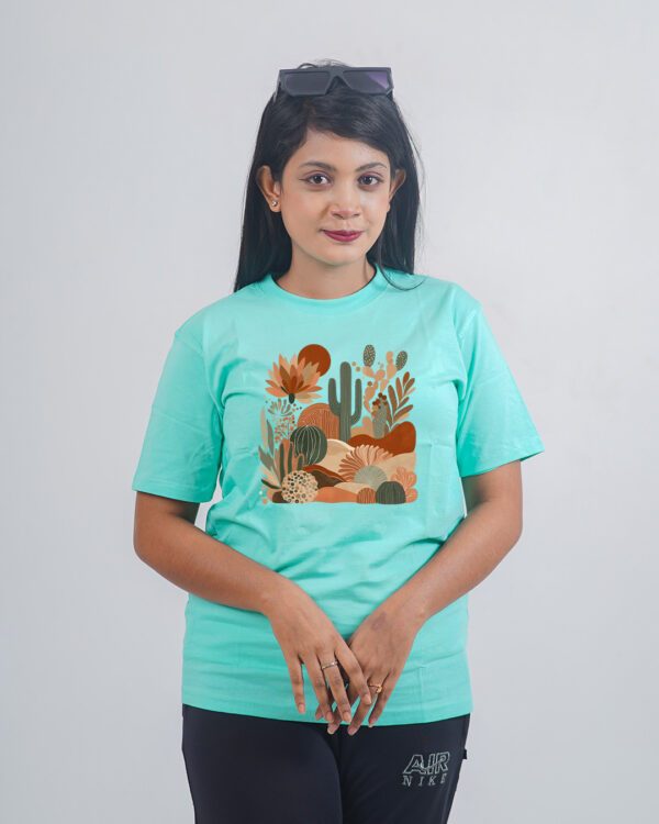 Female Printed Round Neck Half Sleeve T-Shirt- Desert Palette Florals