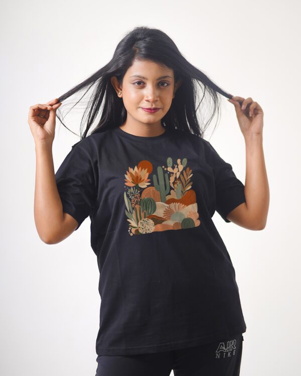 Female Printed Round Neck Half Sleeve T-Shirt- Desert Palette Florals