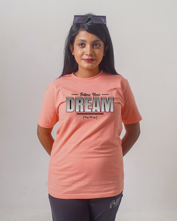 Female Printed Round Neck Half Sleeve T-Shirt-Dream