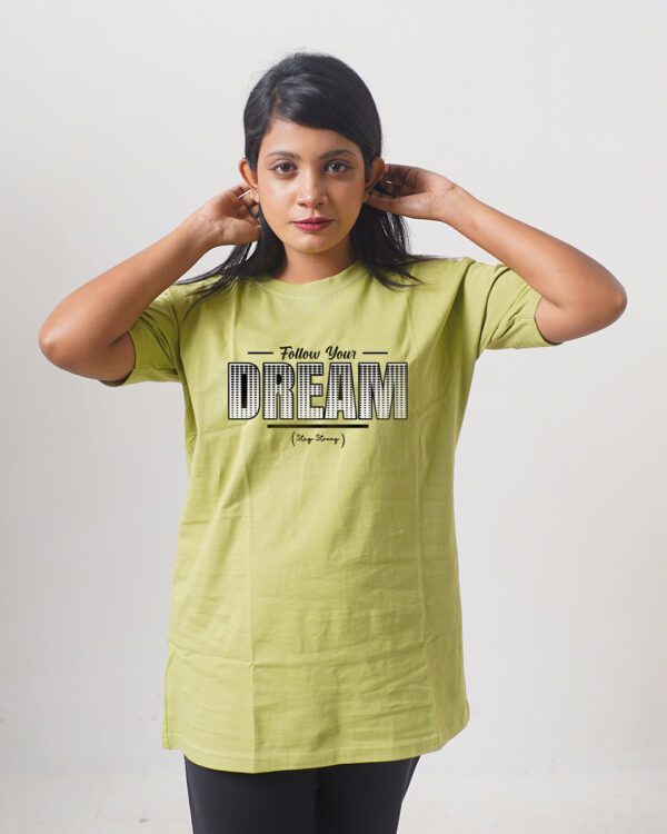 Female Printed Round Neck Half Sleeve T-Shirt-Dream