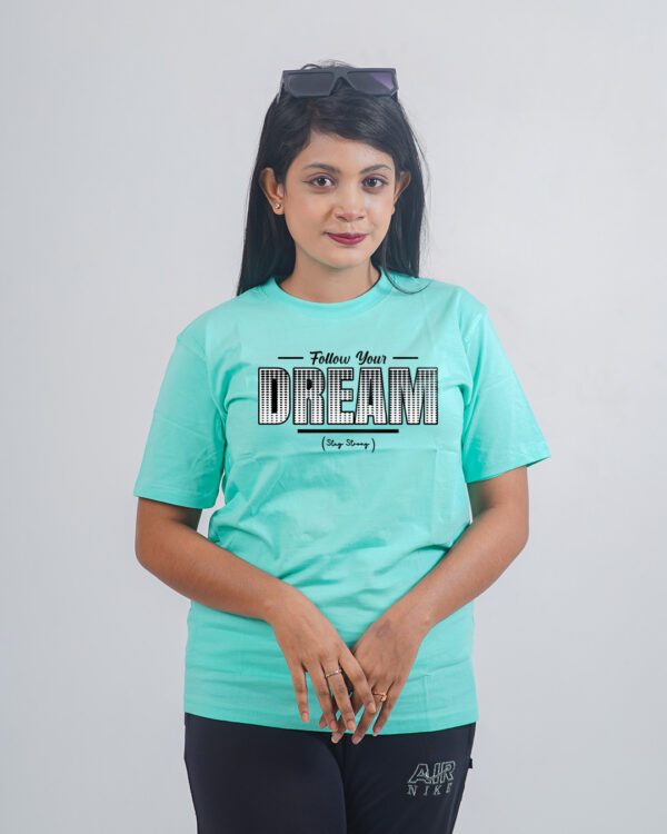 Female Printed Round Neck Half Sleeve T-Shirt-Dream