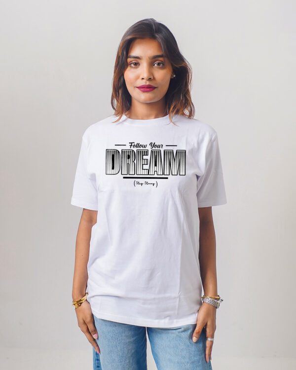 Female Printed Round Neck Half Sleeve T-Shirt-Dream