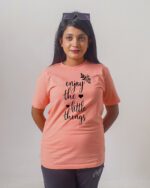 Female Printed Round Neck Half Sleeve T-Shirt-Eniety