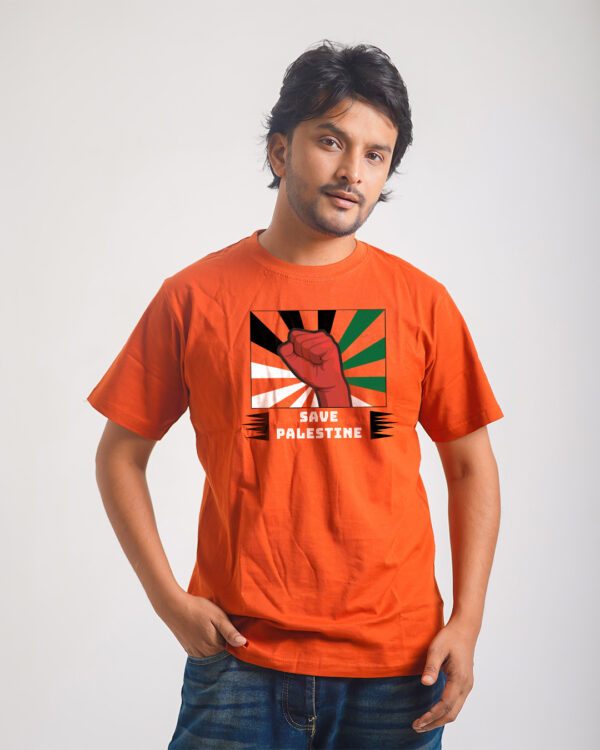 Men’s Printed Round Neck Half Sleeve T-Shirt- Save Palestine