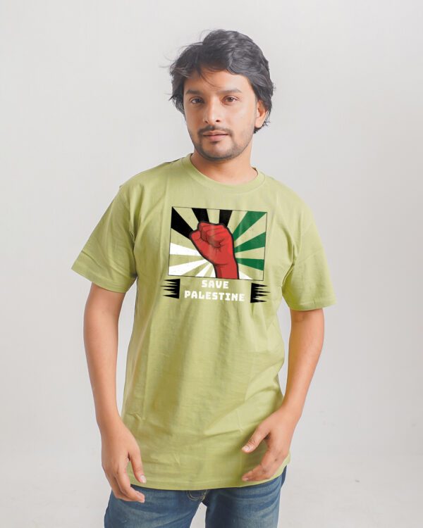 Men’s Printed Round Neck Half Sleeve T-Shirt- Save Palestine