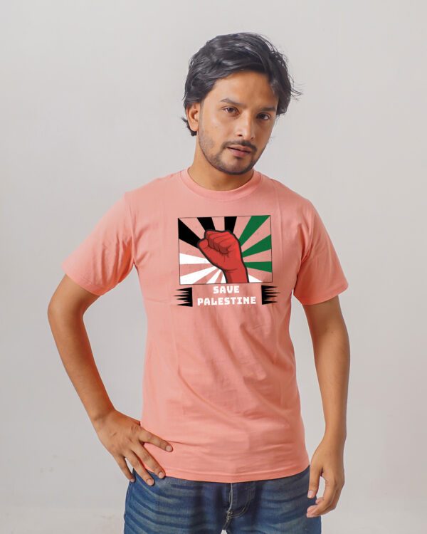 Men’s Printed Round Neck Half Sleeve T-Shirt- Save Palestine