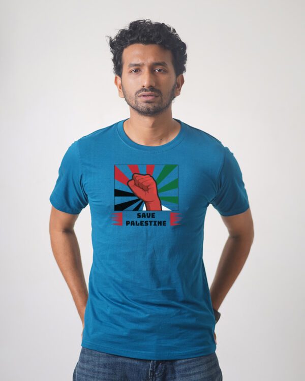 Men’s Printed Round Neck Half Sleeve T-Shirt- Save Palestine