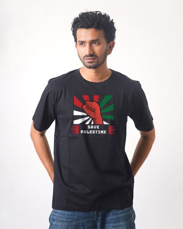 Men’s Printed Round Neck Half Sleeve T-Shirt- Save Palestine
