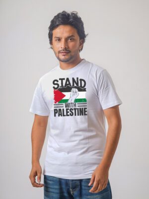 Men’s Printed Round Neck Half Sleeve T-Shirt- Stand With Palestine