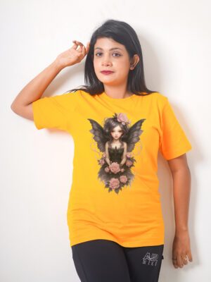 Female Printed Round Neck Half Sleeve T-Shirt- Angle