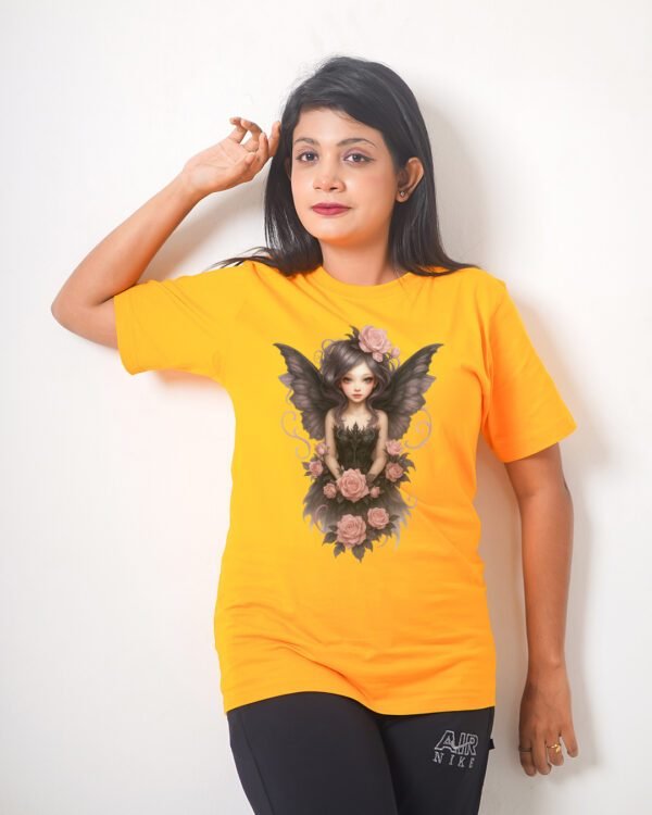 Female Printed Round Neck Half Sleeve T-Shirt- Angle