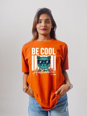 Female Printed Round Neck Half Sleeve T-Shirt- Be Cool