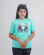 Female Printed Round Neck Half Sleeve T-Shirt- Cycle
