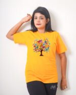 Female Printed Round Neck Half Sleeve T-Shirt-Color Full Tree
