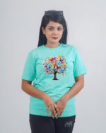 Female Printed Round Neck Half Sleeve T-Shirt-Color Full Tree