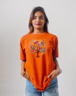 Female Printed Round Neck Half Sleeve T-Shirt-Color Full Tree